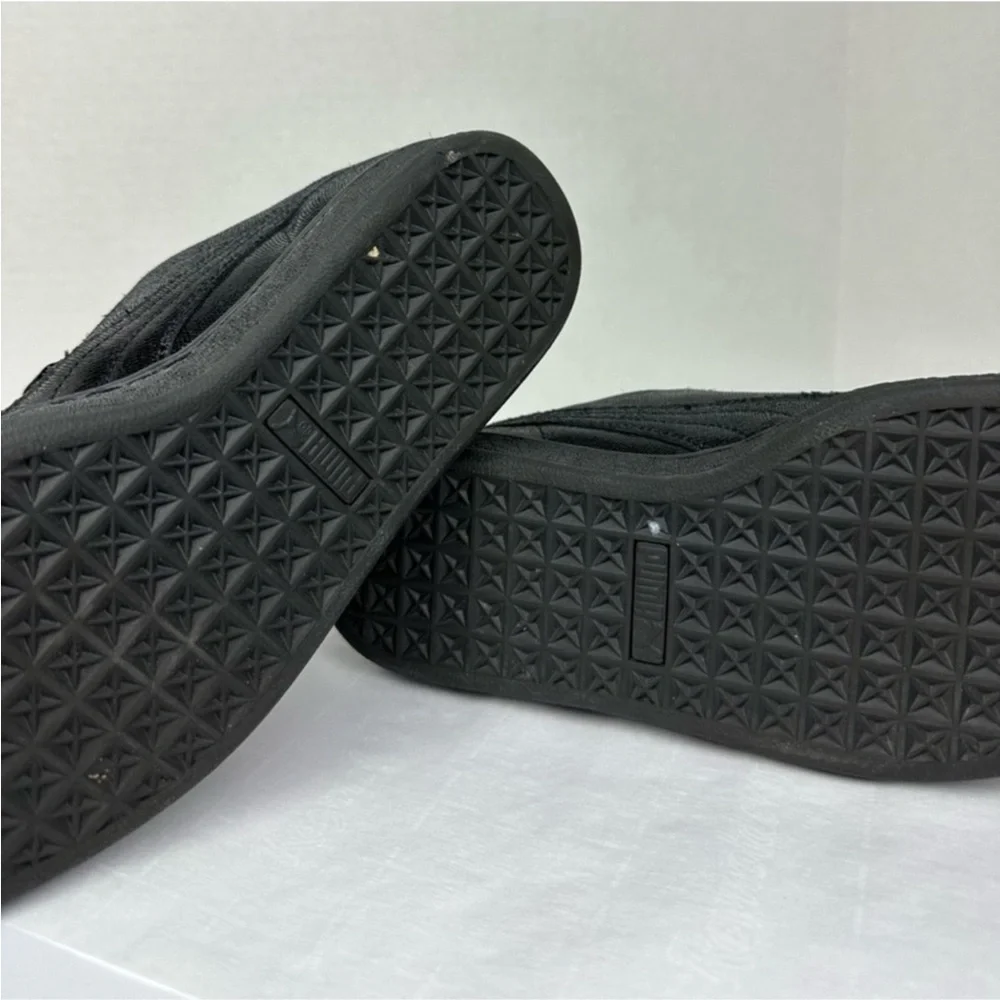 Puma Basket Heart Black Sneakers Sz 8 Women Satin Ribbon Lace Classic - Picture 5 of 7